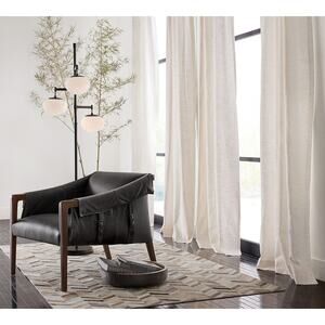 Pottery Barn Emery Linen Curtains 50" W x 84" L Light Filtering Pair 2 Ivory